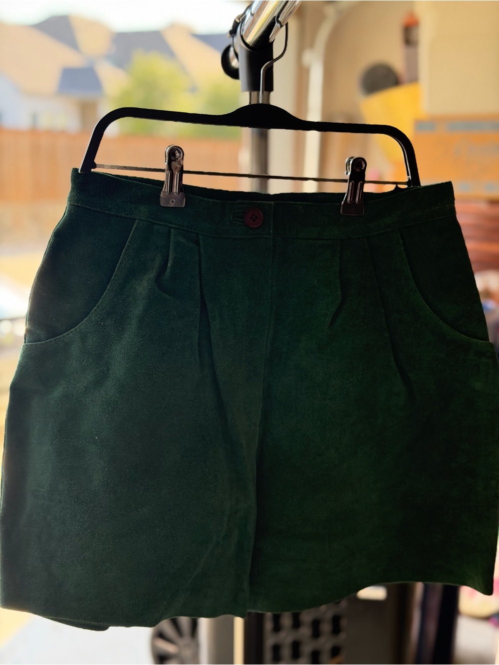 Women's Forest Green Suede-Look Shorts (genuine leather brand new never worn)